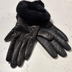 NEW UGG Black Leather Gloves Size Small